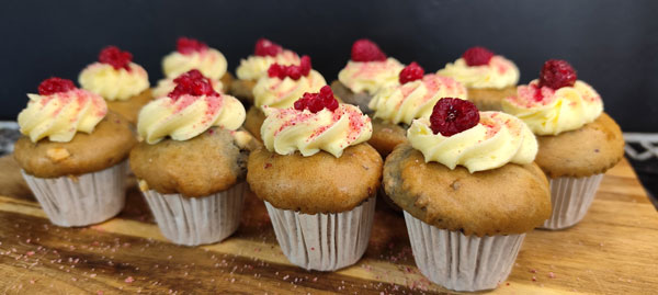 Mini Raspberry and White Chocolate Muffin