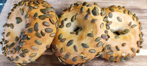 Pumpkin Seed Bagel, sliced