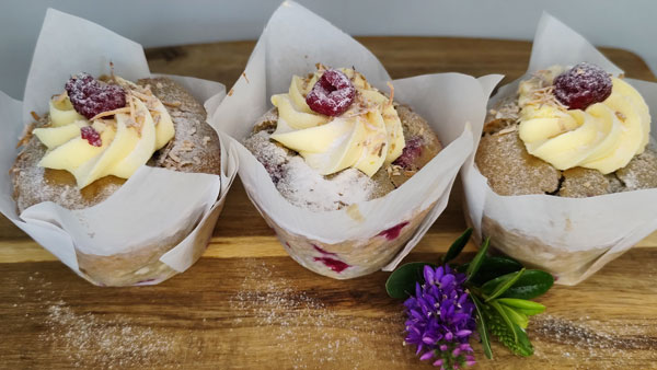Gourmet Raspberry and White Chocolate Muffin