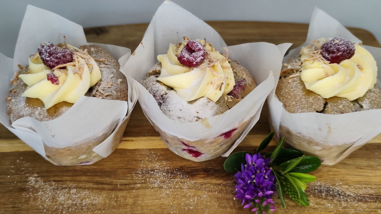 Gourmet Raspberry and White Chocolate Muffin